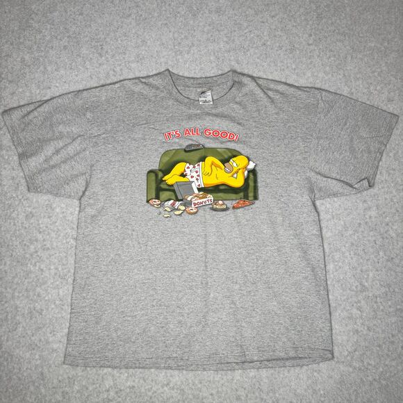 Homer Simpson T-shirt Adult XL Gray It's All Good Unisex 90% Cotton The Simpsons - Picture 2 of 8